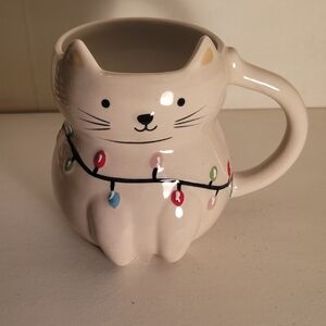 Wondershop Christmas Lights Cream and Red Cat Mug